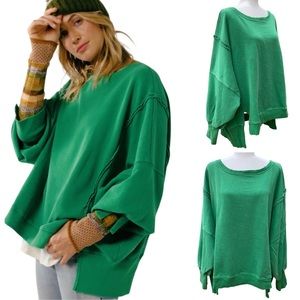 Free People Green Oversized Sweatshirt